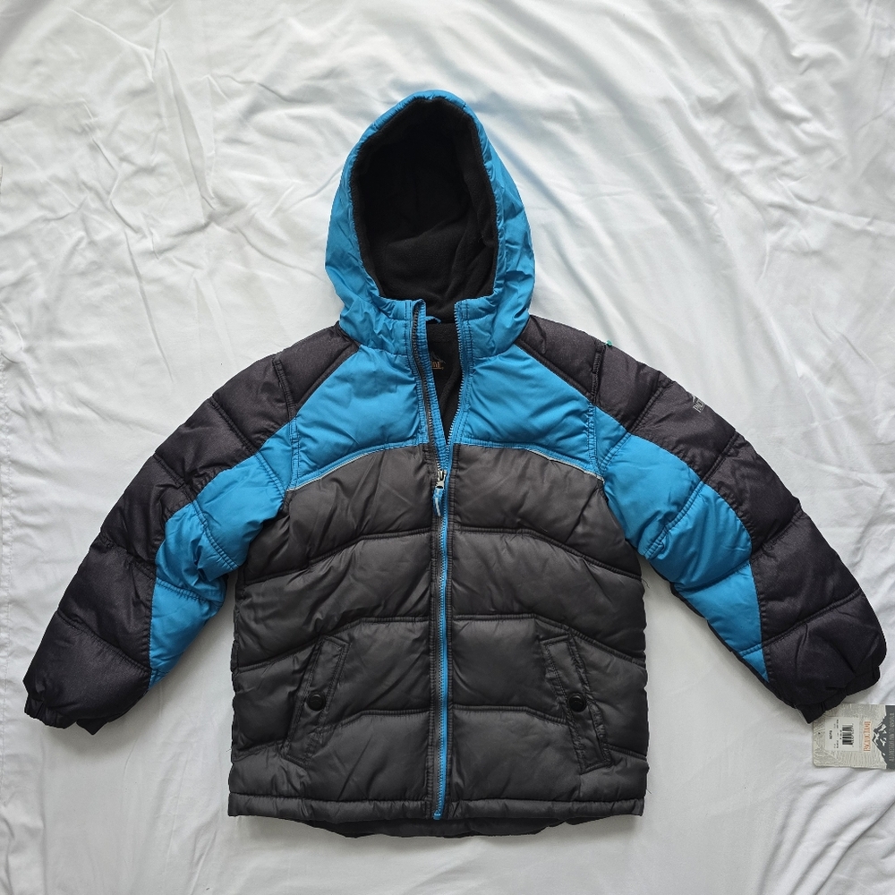Pacific Trail Youth M 10/12 Blue Gray Hooded Puffer Jacket NWT Fleece Lined
